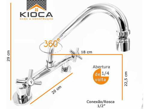 Torneira Misturador  Bancada Mesa Duplo Comando Cromado 1