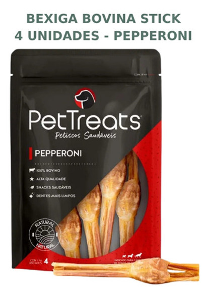 Petisco Bexiga Bovina Stick 6   4 Unidades De Pepperoni 1