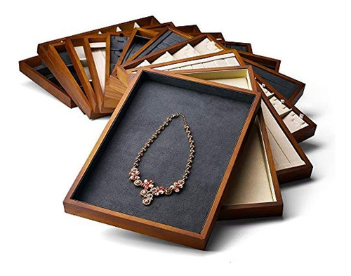 Oirlv 12 Rejillas Bandeja Organizadora De Joyas De Madera Ba 1