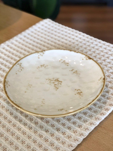 Plato Llano Con Borde Dorado Vintage 20cm Diámetro Cerámica 1