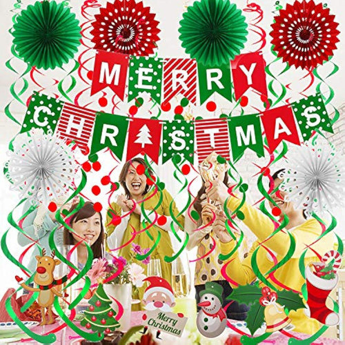 Fecedy Cartel De Papel De Feliz Navidad, Abanico 1