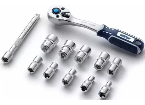 Juego 12 Pzas Tubos Bocallave Puntas Crique 1/4 Bremen 6656 1