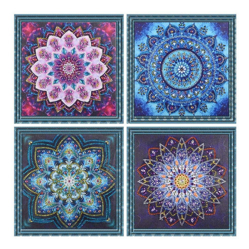 Pintura Por Diamantes 4 X 25x25cm Kit Completo [7pq17qks] 0