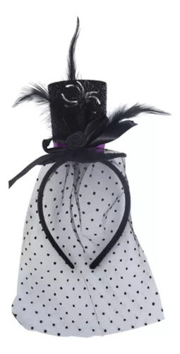 Vincha Viuda Con Galera Accesorio Halloween Cotillon 0