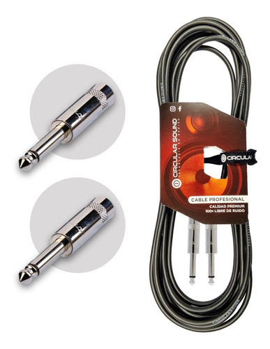 Cable Plug A Plug Mono Ts Instrumento 6 Mts Rean Guitarra 0