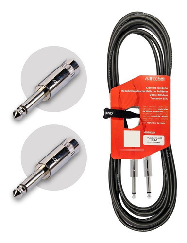 Cable Plug A Plug Mono Ts Instrumento 6 Mts Rean Guitarra 1