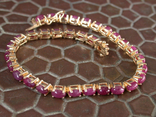 Luli Pulsera Plata 925 Oro 32 Rubies Legitimos Tennis Oferta 1