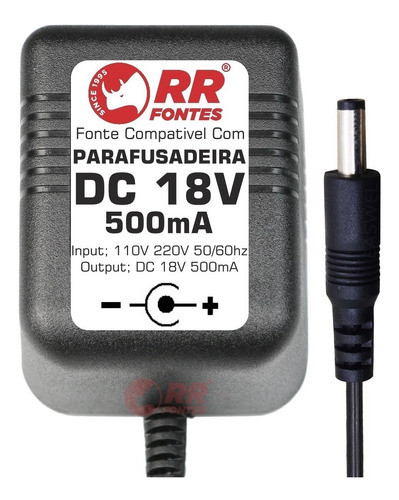 Fonte Carregador 18v 500ma Pra Parafusadeira Com Bateria 18v 0