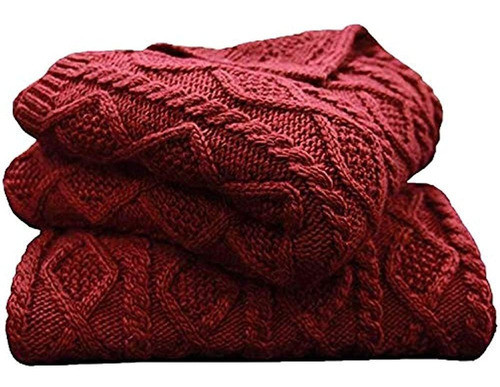 Hiend Accents Cable Knit Manta De Lana Suave - 50x60 Rojo 0