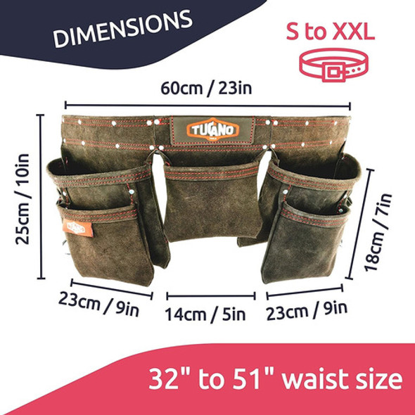 Cinturon Portaherramientas De Cuero, 12 Bolsillos | Marron 1