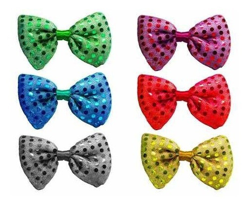 Moño Led Lentejuelas Cotillon Luminoso  Fiestas 12 Unidades 1