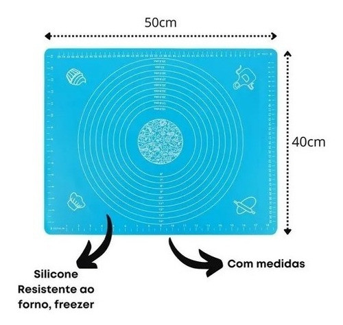 Tapete Azul Silicone Antiaderente Culinário Liso Multifunção 1
