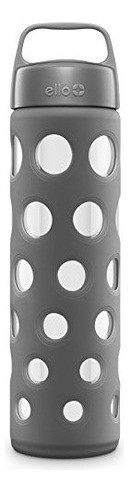 Ello Pure Glass Water Bottle with Lid 20 Oz Fizz Gray