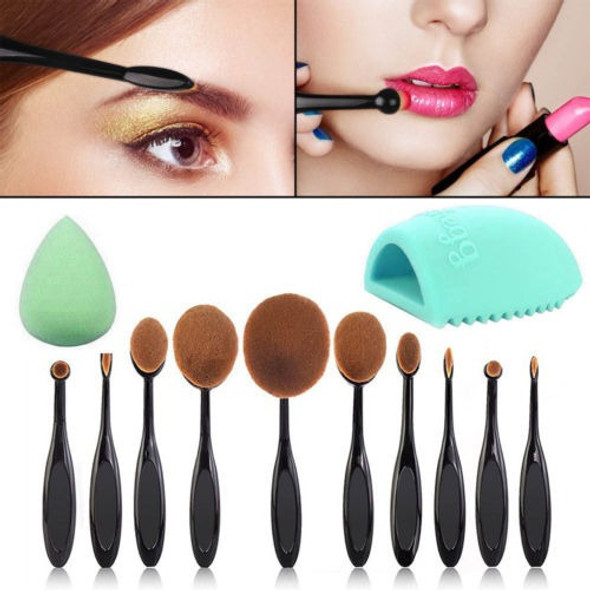 10pack Pinceles De Maquillaje Profesional Set Oval Hojaldre 0