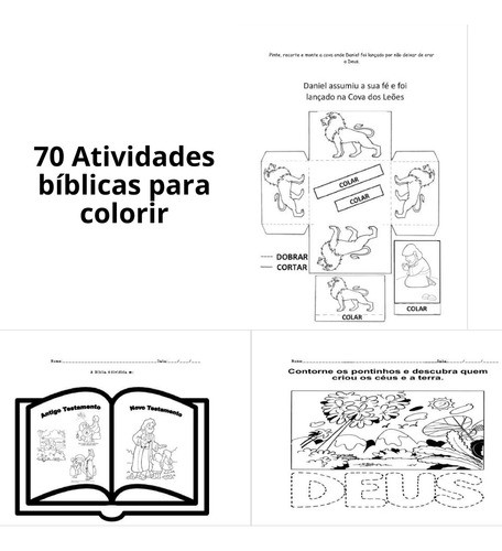 Pack 70 Atividades Bíblicas Colorir + Bíblia Infantil Pdf 0