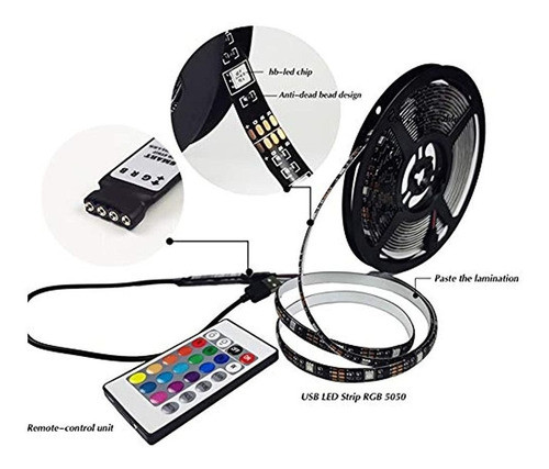 Foroureyes Rgb Led Strip 16.4ft, 5v Usb Colorful 30led S / M 1