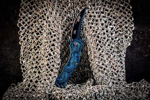 Cuchillo Navaja Plegable Dark Side Ballistics Blades Azul 1