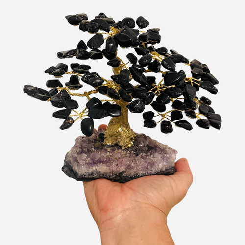 Árvore Grande Pedra Turmalina Negra Base Drusa Ametista 1