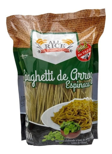 Fideos De Arroz Spaghetti Sin Tacc Espinaca All Rice 300g X3 1