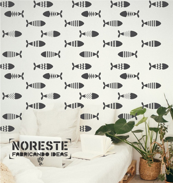 Stencil Peces Infantil Deco Pared Piso Telas 50x60 Inf802 0