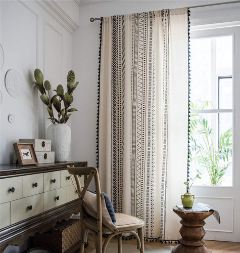 You Sa - Cortinas Con Estampado Geomtrico A Rayas, Mezcla De 1