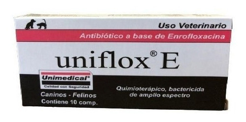 Uniflox E  Antibiótico Enrofloxacina 10 Comprimidos + Envio* 0