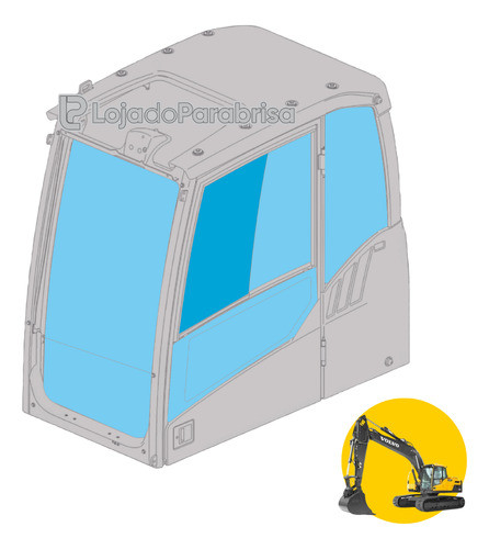 Vidro Superior Da Porta Escavadeira Volvo Ec220d Modelo Novo 0