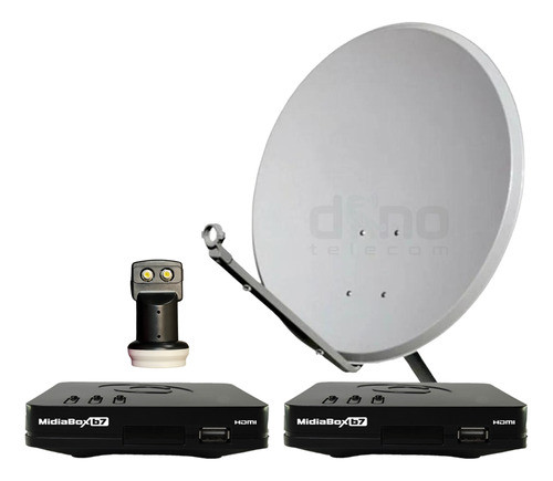 Kit 2 Receptor Digital Century Midiabox Antena / Lnbf Ku 0