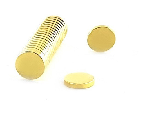 Ímã Neodímio Ø 8x1,5 Mm N35 Dourado 100 Unidades 0