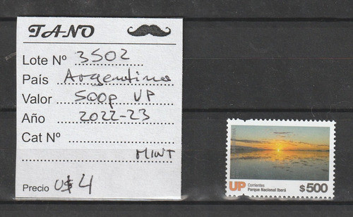 Lote3502 Argentina 500p 2022-23 Unidad Postal Iberá Mint 1
