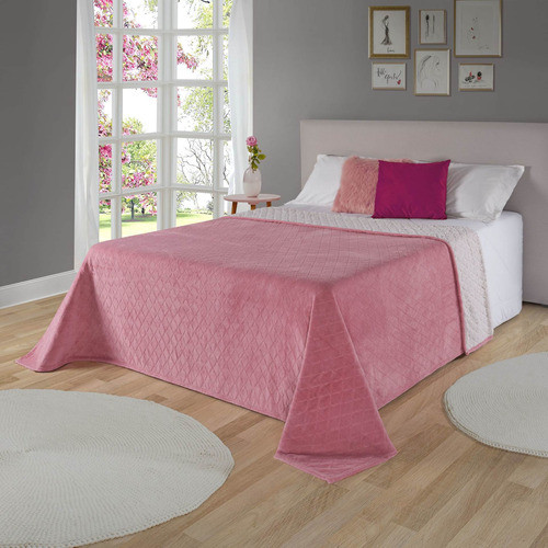 Cobertor Queen Pele Carneiro Chamber Sherpa Rosa Tekstil 0