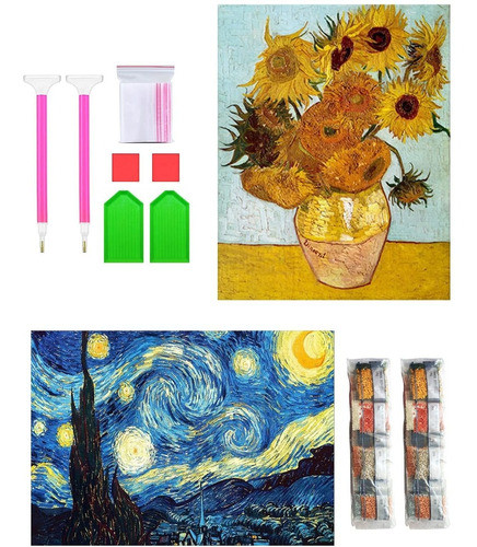 Kit Pintura Con Diamantes 2 Cuadros Van Gogh Bricolaje 30... 0