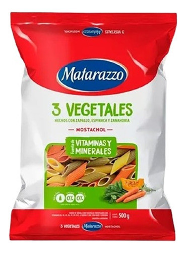 Pack Fideos Matarazzo 3 Vegetales Rigatti 500g X 15u. - Dh 0