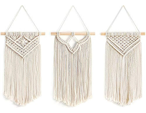 Mkono Small Macrame Wall Hanging, 3 Pack Art Woven Wall Deco 0