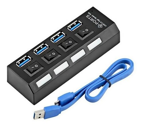 Hub Usb 3.0 4 Portas Com Switch E Led Indicador Suporta 1tb 0