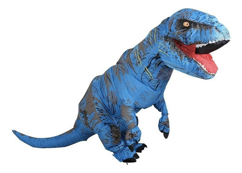 Fantasia De Dinossauro Inflável Tiranossauro Crianças Azul 0