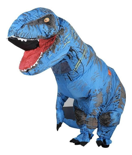 Fantasia De Dinossauro Inflável Tiranossauro Crianças Azul 1