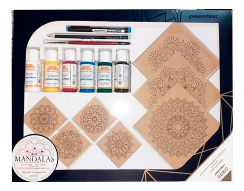 Kit Plantec Mandalas Fibro Facil Acrilico Pincel Estilografo 0