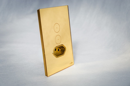 Interruptor Touch 2 Botões + Tomada Wi-fi Dourado 4x2 Lumenx 1