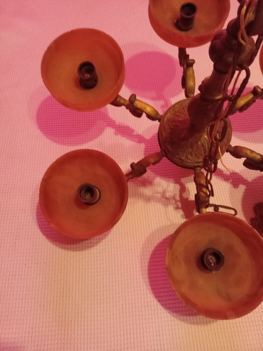 Araña De Bronce Maciza Arreglamos Enví Tulipas De Alabastro. 1