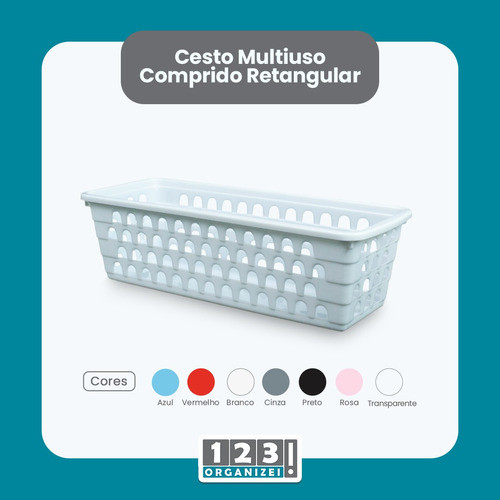 Kit 10 Cestos Comprido Retangular Branco 28x11x8cm 1
