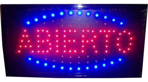 Cartel Led Luminoso Abierto Directo 220v Azul Y Rojo 0