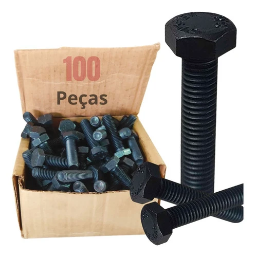 100 Un Parafuso Sextavado M07 X 16mm Aço 8.8 Inteira Fio 1,0 0