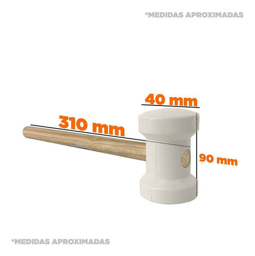 Martelo De Borracha 40mm Branco Para Pisos, Azulejos E Obras 1