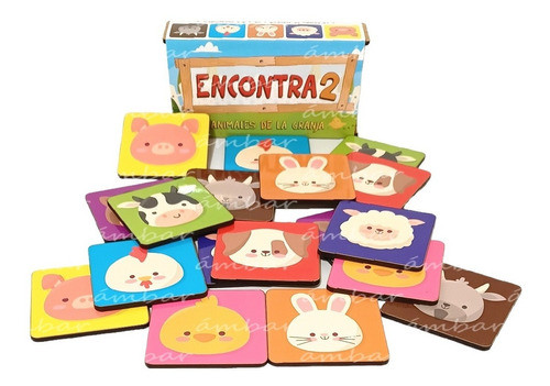 Juego De La Memoria En Madera Animales De La Granja 0