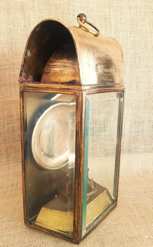 Excelente Farol En Bronce Con Vidrio Biselado 0