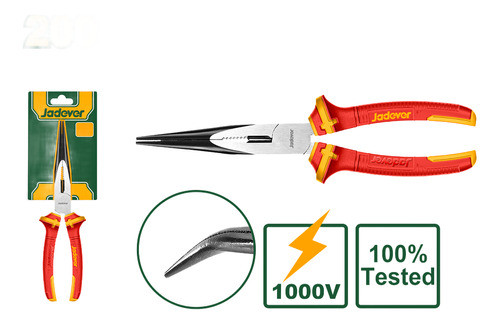 Pinza Aislada Punta Fina Curvo 8 PuLG Jadever Jdpl4938 1