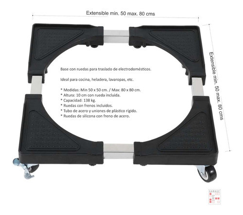 Soporte Base Con Ruedas Mover Heladera Lavarropa Reforzado 1