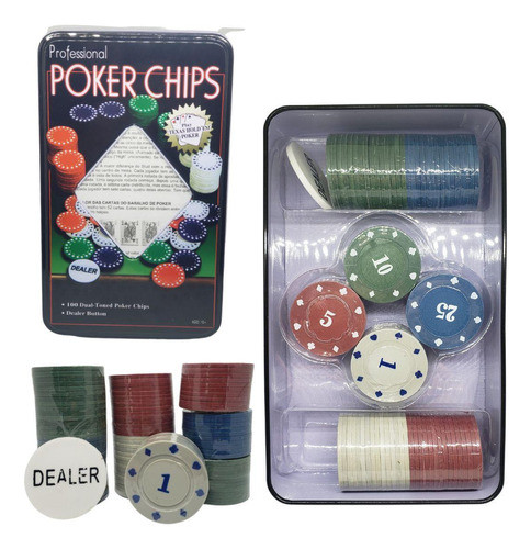 Jogo Profissional De Poker Com 100 Fichas E 1 Dealer Buttom 0