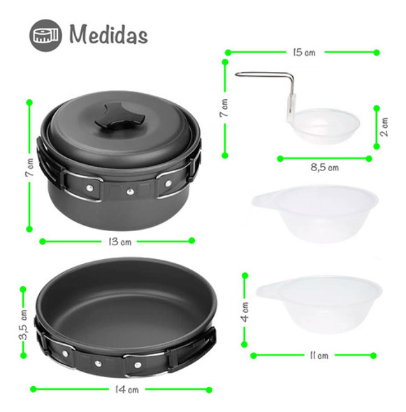 Set De Cocina Para Camping Olla + Sartén Premium Portátil 1